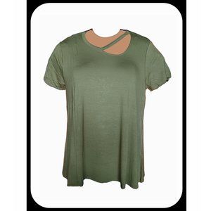 SALE Ashley Stewart Plus Size Shirt Size 18 20 Green Short Sleeve 18/20 - NEW WT